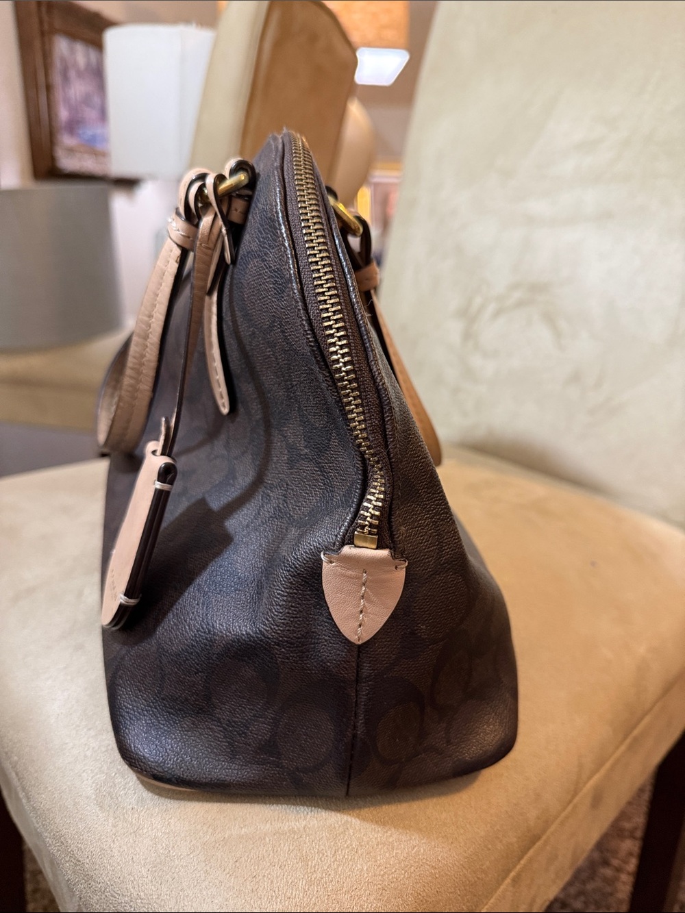 Coach Brown Signature Peyton Dome Satchel - Picture 11 of 16